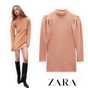 ZARA Women | Orange | JACQUARD DRESS